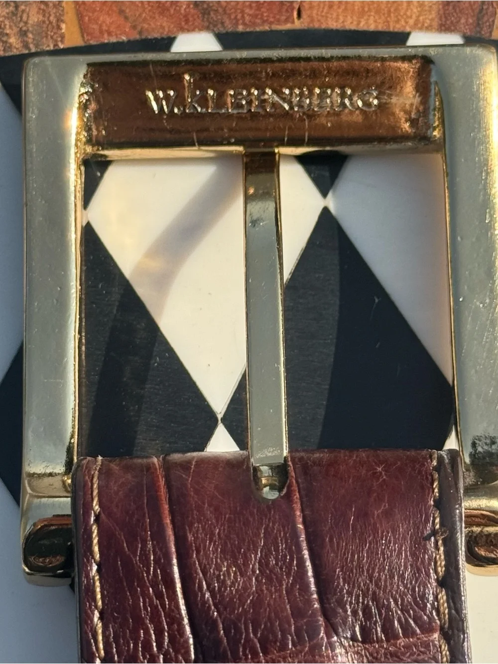 W. Kleinberg Neiman Marcus Matte Alligator Belt Brown 42